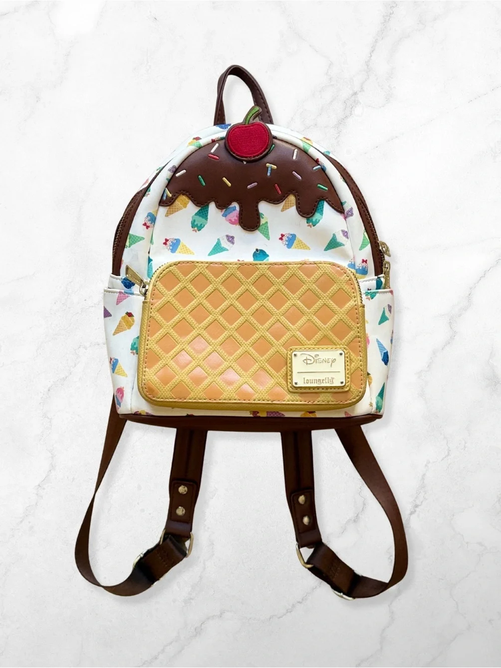 Disney Princess X Loungefly Mini Backpack Ice Cream Waffle Cone Faux Leather